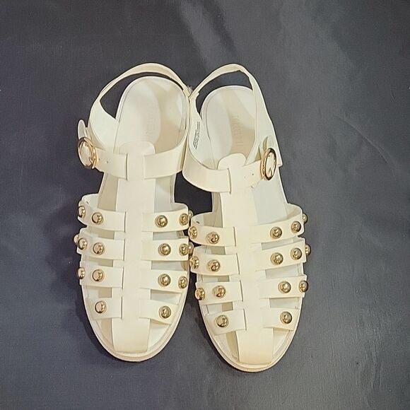 FOREVER 21 WOMEN"S SLINGBACK ANKLE STRAP ADJUSTABLE BUCKLE STUDDED SANDAL - Picture 4 of 12